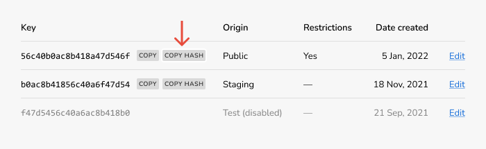 Find hashed key in your console